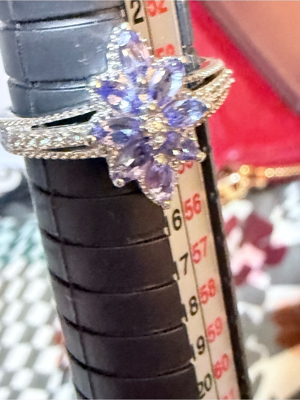 Lavender Floral Cluster Ring in Silver Tone - Women's Jewelry